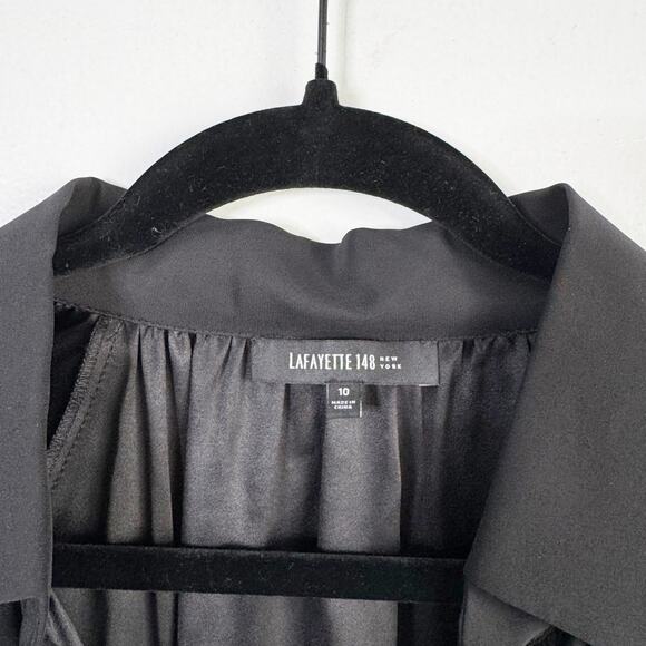 Lafayette 148 NY Silk Split Sleeve Button Down Blouse Top Career Designer 10 Ten - Picture 2 of 12